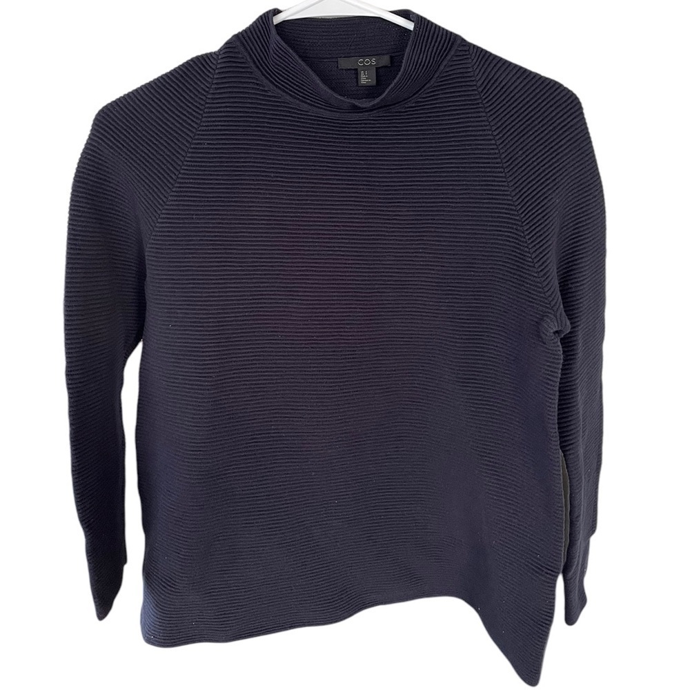 COS Ribbed Mock Neck Sweater Small 100% Cotton